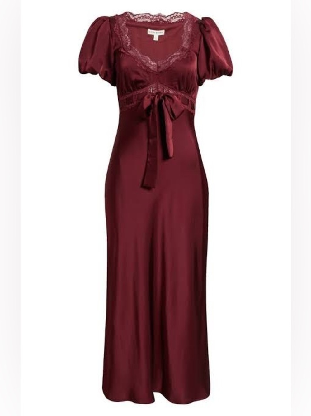 Moon River puff sleeve lace trim gown